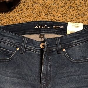 INC International Concepts Women's Curvy Fit Skinny Jeans - Dark Blue